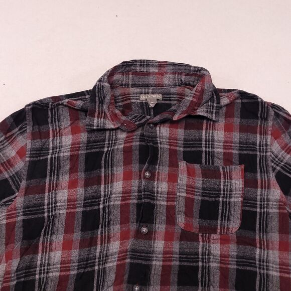 Falls Creek Madras Flannel Button Up Casual Shirt Mens Size Medium M Red Black - Picture 1 of 11